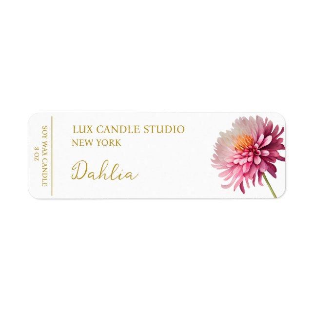 Dahlia Candle-etikett Returadress Etikett (Framsidan)