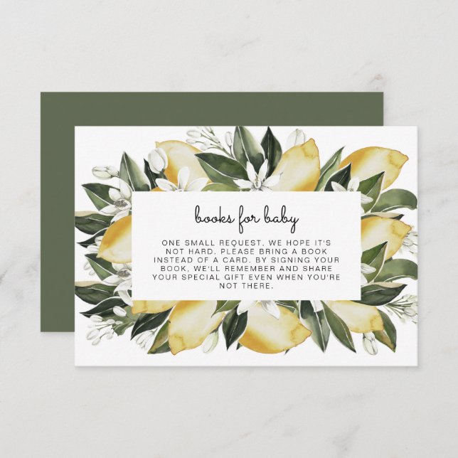 Dahlia - Citrus Baby Shower Bokar för citrusfrukte Inbjudningar (Fram/baksida)