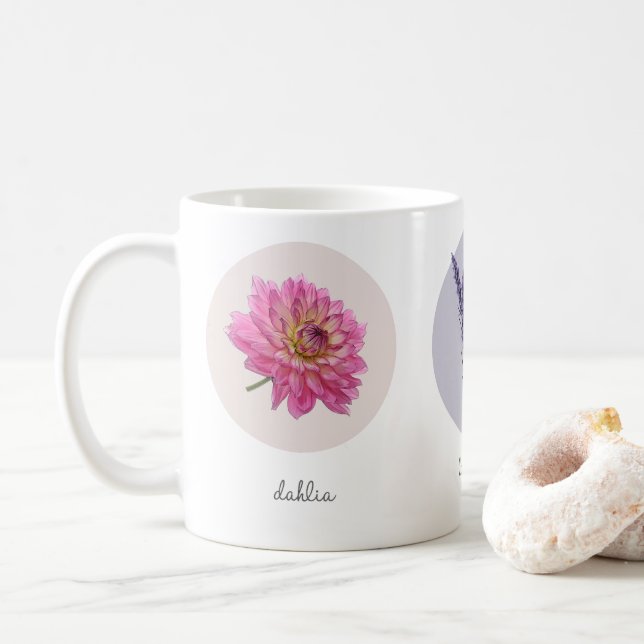 Dahlia, Coneflower och Lavender Flowers Kaffemugg (Med munk)