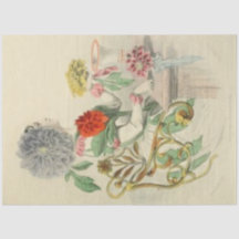 Dahlia Dam Blommigt Decoupage Papper Vintage