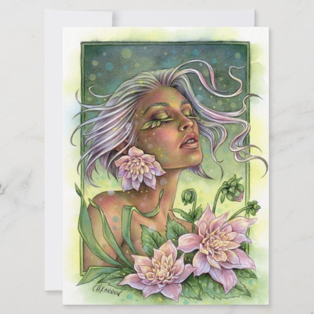 Dahlia Fantasy Flower Fae Enchantress Art Card (Framsida)