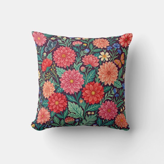 Dahlia fjäril kastkudde blomaccent kudde (Framsida)