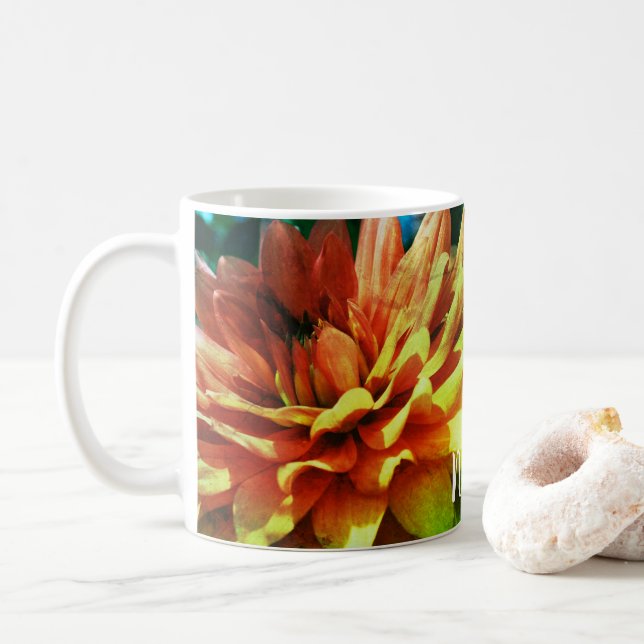 Dahlia Flower Art Personlig Kaffemugg (Med munk)