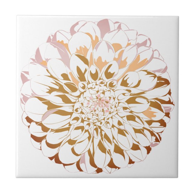 Dahlia flower ceramic accent tile - sepia tones kakelplatta (Framsidan)