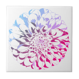Dahlia flower ceramic tile - bright pink tones kakelplatta