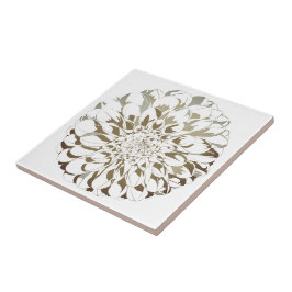 Dahlia flower ceramic tile - brown tones kakelplatta