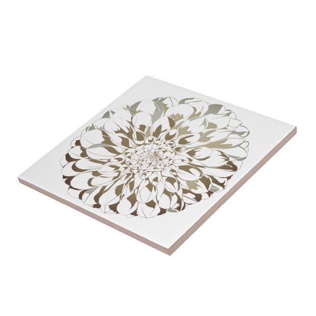 Dahlia flower ceramic tile - brown tones kakelplatta (Sidan)