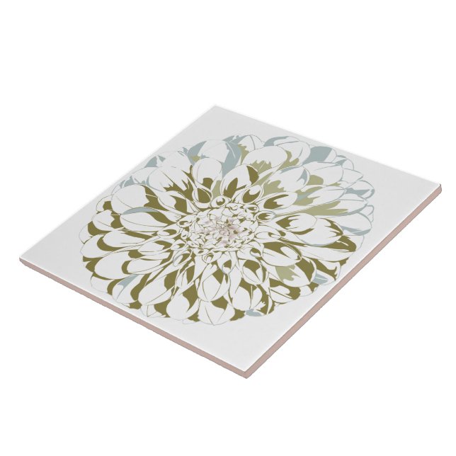 Dahlia flower ceramic tile  kakelplatta (Sidan)