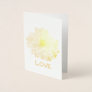 DAHLIA FLOWER GULD LÖV HAR FÅTT KORT. Tom inuti Folierat Kort