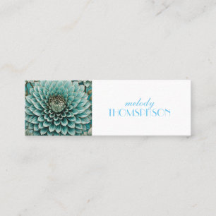 Dahlia Flower i Teal Aqua Blue Digital Art Mini Visitkort
