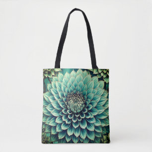 Dahlia Flower i Teal Aqua Blue Digital Art Tygkasse