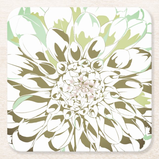 Dahlia flower paper coaster set underlägg papper kvadrat (Framsidan)