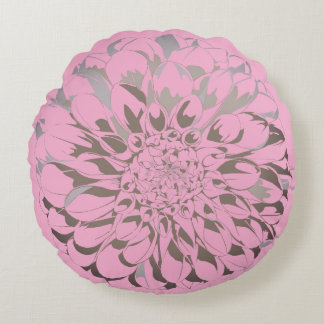 Dahlia flower pastel pink pillow rund kudde
