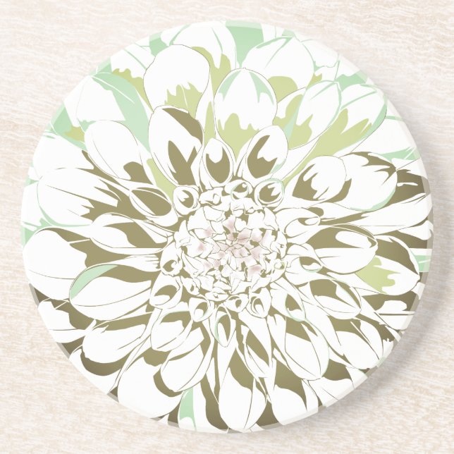 Dahlia flower stone coaster - round underlägg (Framsidan)