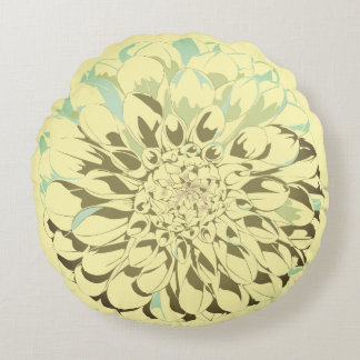 Dahlia flower yellow pillow rund kudde