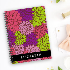 Dahlia Flowers, Colorful Flowers, ditt namn Anteckningsbok