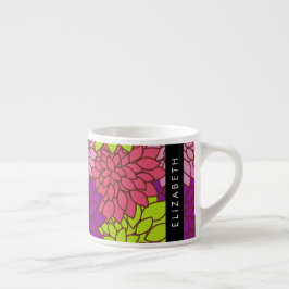 Dahlia Flowers, Colorful Flowers, ditt namn Espressomugg