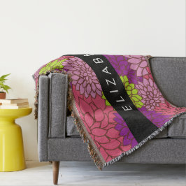 Dahlia Flowers, Colorful Flowers, ditt namn Filt