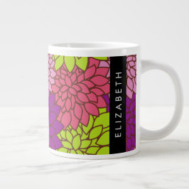 Dahlia Flowers, Colorful Flowers, ditt namn Jumbo Mugg