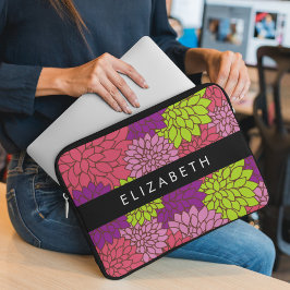 Dahlia Flowers, Colorful Flowers, ditt namn Laptop Fodral