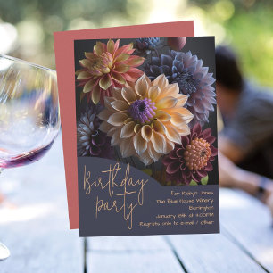 Dahlia Flowers Födelsedagsfest Inbjudningar
