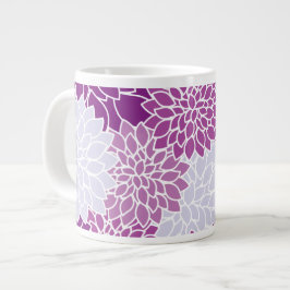 Dahlia Flowers, Mönster, Lila Dahlia Flowers Jumbo Mugg
