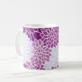 Dahlia Flowers, Mönster, Lila Dahlia Flowers Kaffemugg