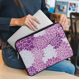 Dahlia Flowers, Mönster, Lila Dahlia Flowers Laptop Fodral