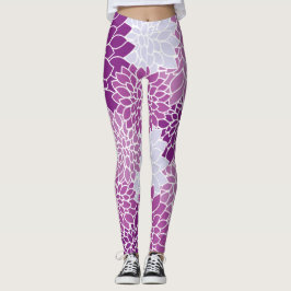 Dahlia Flowers, Mönster, Lila Dahlia Flowers Leggings