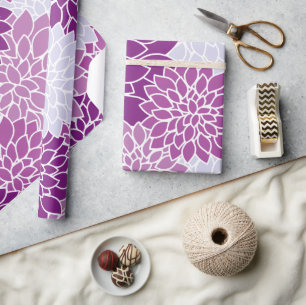 Dahlia Flowers, Mönster, Lila Dahlia Flowers Presentpapper