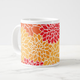 Dahlia Flowers, Mönster, Orange Dahlia Flowers Jumbo Mugg