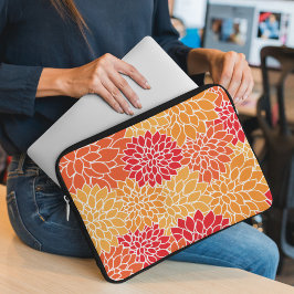 Dahlia Flowers, Mönster, Orange Dahlia Flowers Laptop Fodral