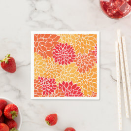 Dahlia Flowers, Mönster, Orange Dahlia Flowers Pappersservett