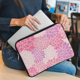 Dahlia Flowers, Mönster, Rosa Dahlia Flowers Laptop Fodral