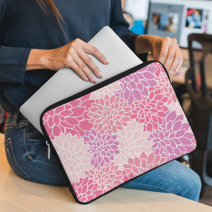 Dahlia Flowers, Mönster, Rosa Dahlia Flowers Laptop Fodral