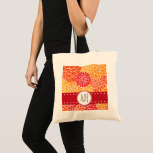 Dahlia Flowers, Orange Dahlia, Monogram Tygkasse