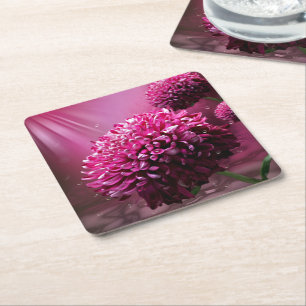 Dahlia Flowers Underlägg Papper Kvadrat