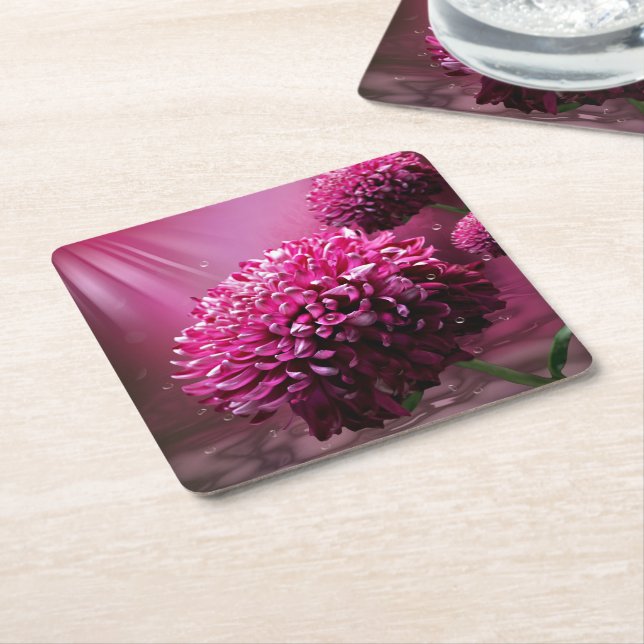 Dahlia Flowers Underlägg Papper Kvadrat (Vinklad)