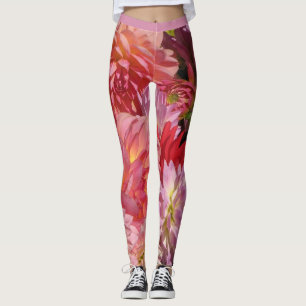 Dahlia Garden Flowers Abstrakt Mönster Leggings