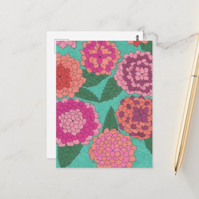 Dahlia Garden Vykort (Fram/Back In Situ)