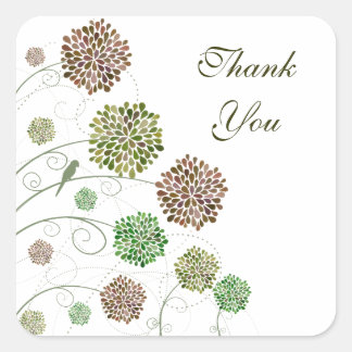 Dahlia Garden Wedding Tack Square Sticker Fyrkantigt Klistermärke