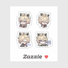 Dahlia Genshin Impact 4-pack Stickerark Klistermärken
