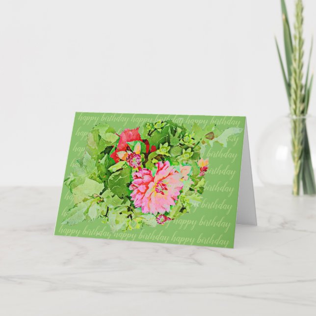 Dahlia grattis på födelsedagen-kort kort (Framsida)