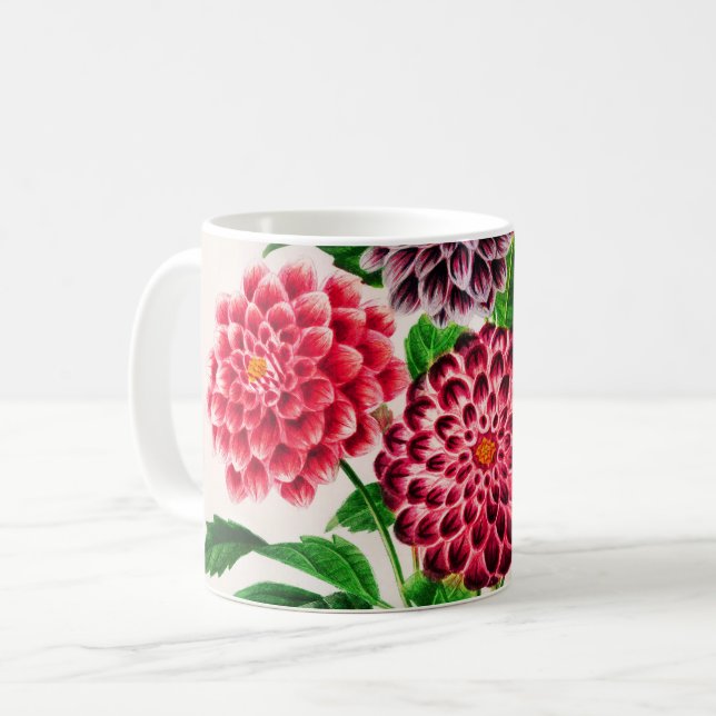 Dahlia illustrerad kaffemugg (Framsida vänster)