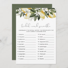 DAHLIA Lemon Möhippa Ord Scramble Game Inbjudningar