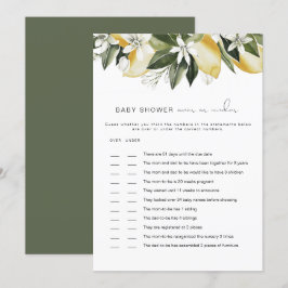 DAHLIA Lemon över under babystöldspel Inbjudningar