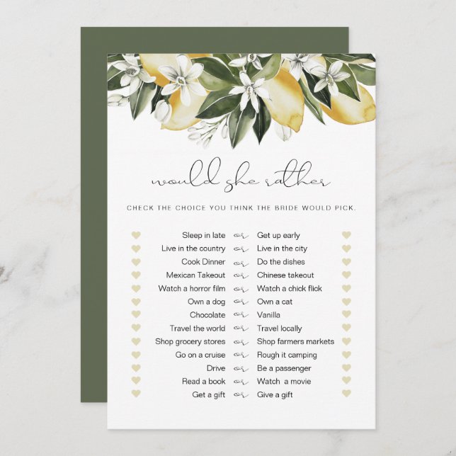 DAHLIA Lemon, skulle hon hellre byta Möhippa? Inbjudningar (Fram/baksida)