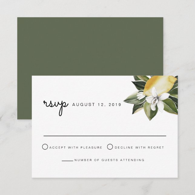 Dahlia - Lemon Tropical Citrus Botanical Frukt Inbjudningar (Fram/baksida)