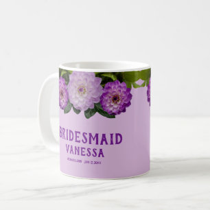 Dahlia Lila Lavendel Blommig Bröllop Brudtärna Kaffemugg