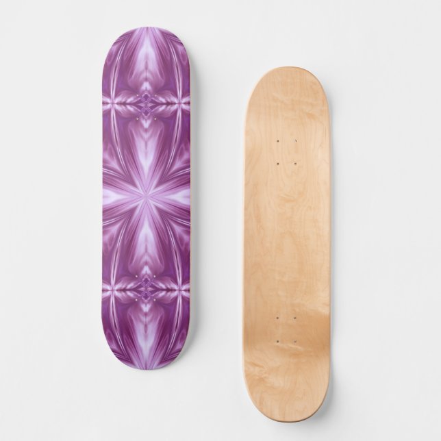 Dahlia Lila Milky White Clouds Abstrakt Mönster Mini Skateboard Bräda 18,5 Cm (Framsida)